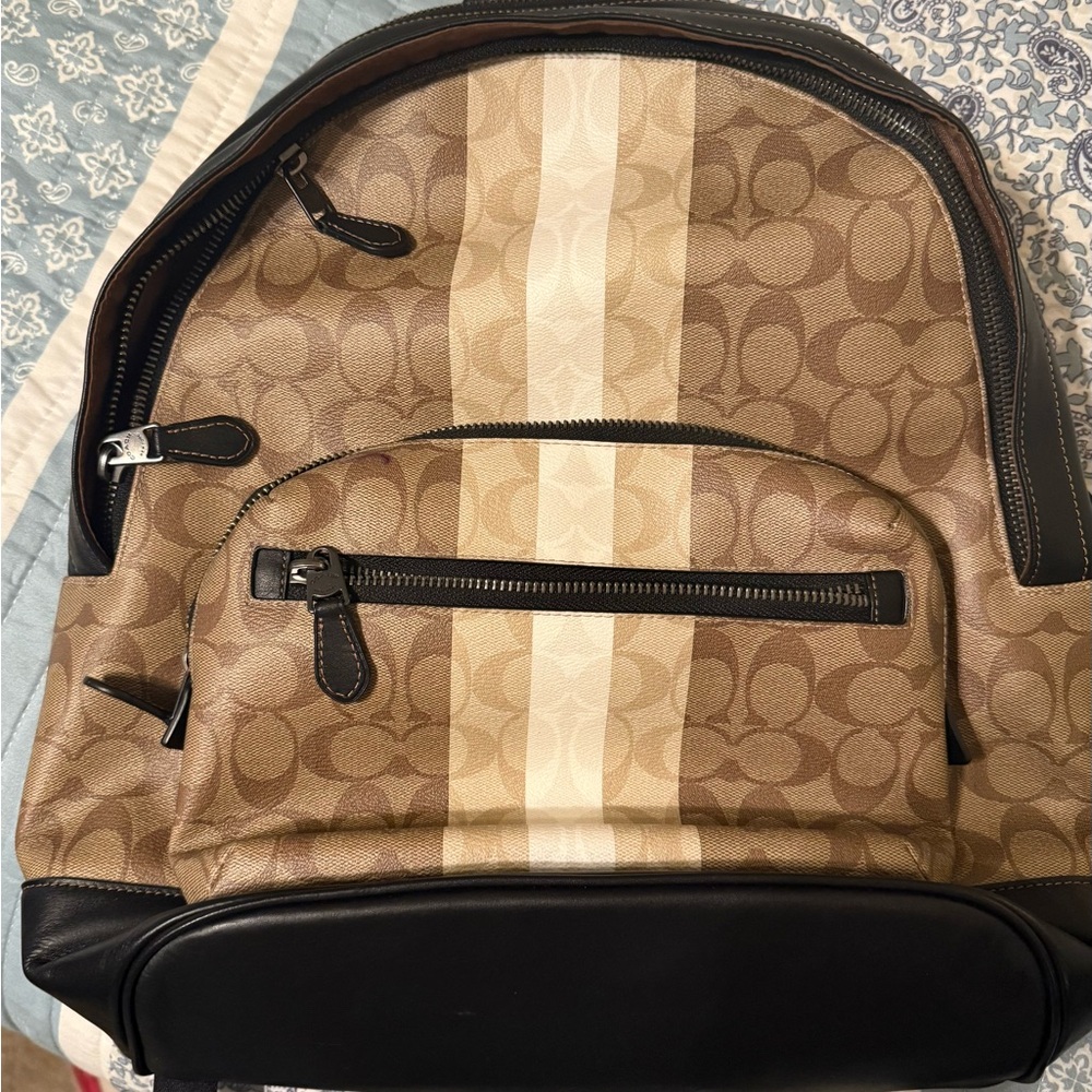 Coach Brown and Black Signature Backpack